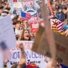 Crowds gathered during a No Kings protest