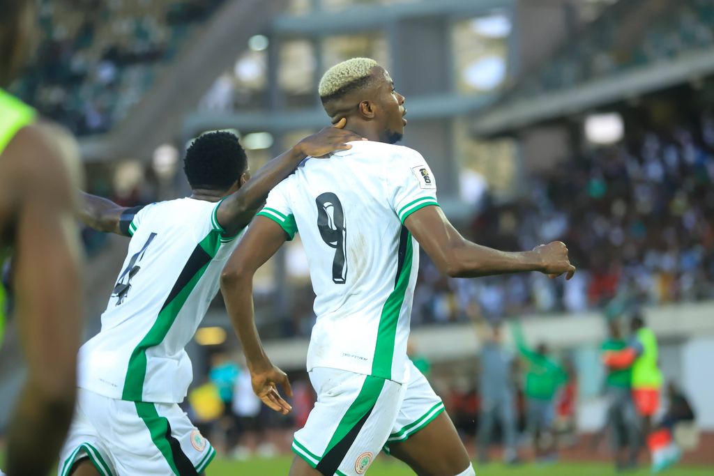 Victor Osimhen of Nigeria during the 2026 FIFA World Cup qualifier match between Super Eagles of Nigeria and Benin Republic at Godwill Akpabio Stadium on October 14, 2025 in Uyo, Nigeria