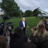 President Donald Trump speaking to reporters at the White House, May 4